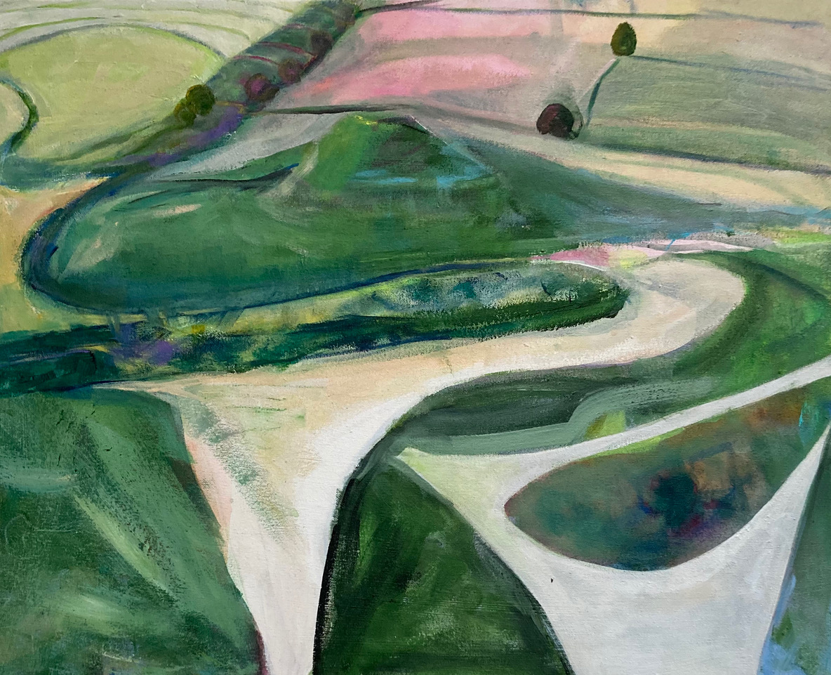 From the White Horse, Ridgeway, 40x50cm, acrylic on canvas